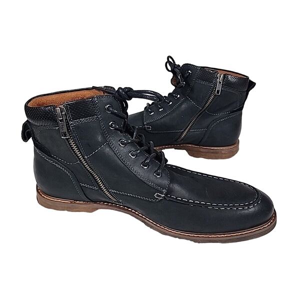 Florsheim Men's Size 9 M Chalet Moc Toe Ankle Boots Black Leather - Picture 1 of 16